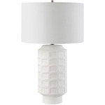 Window Table Lamp - Antique Brass/ White / White Linen