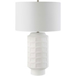 Window Table Lamp - Antique Brass / White / White Linen