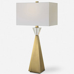 Arete Table Lamp - Plated Antique Brass / White Linen