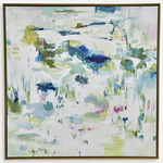 Abstract Reflections Framed Canvas - Gold / Blue Green
