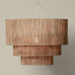 Three Tier Jute Chandelier - White / Natural