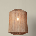 Walker Jute Pendant - White / Natural