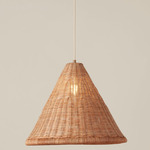 Kasbah Tall Rattan Pendant - Brass / Rattan