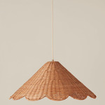 Maude Rattan Scallop Pendant - Brass / Rattan