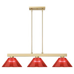 Cobalt Linear Acrylic Cone Shade Chandelier - Modern Gold / Burgundy