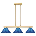 Cobalt Linear Acrylic Cone Shade Chandelier - Modern Gold / Dark Blue
