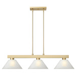 Cobalt Linear Glass Cone Shade Chandelier - Modern Gold / White Linen