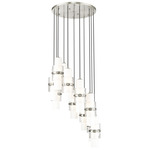 Cayden Round Multi Light Pendant - Brushed Nickel / Etched Glass