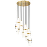 Cayden Round Multi Light Pendant - Modern Gold / Etched Glass