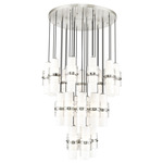 Cayden Round Multi Light Pendant - Brushed Nickel / Etched Glass