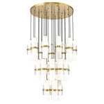 Cayden Round Multi Light Pendant - Modern Gold / Etched Glass