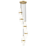Cayden Round Multi Light Pendant - Modern Gold / Etched Glass