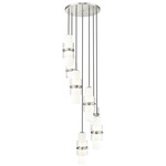 Cayden Round Multi Light Pendant - Brushed Nickel / Etched Glass