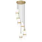 Cayden Round Multi Light Pendant - Modern Gold / Etched Glass