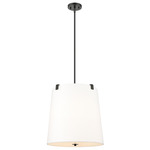 Weston Pendant - Matte Black / White Linen