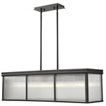 Carnaby Linear Chandelier - Matte Black / Clear Ribbed