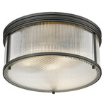 Carnaby Round Ceiling Flush Light - Matte Black / Clear Ribbed