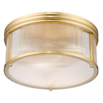 Carnaby Round Ceiling Flush Light - Modern Gold / Clear Ribbed