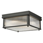 Carnaby Square Ceiling Flush Light - Matte Black / Clear Ribbed