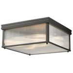 Carnaby Square Ceiling Flush Light - Matte Black / Clear Ribbed