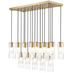 Alton Linear Multi Light Chandelier - Modern Gold / Frost / Clear