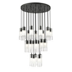 Alton Round Multi Light Chandelier - Matte Black / Frost / Clear