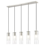 Alton Linear Multi Light Chandelier - Brushed Nickel / Frost / Clear