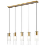 Alton Linear Multi Light Chandelier - Modern Gold / Frost / Clear