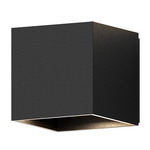 Qube Wall Sconce - Textured Black / Clear