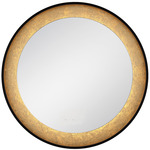 Anya Round Edge-Lit LED Mirror - Anodized Black / Gold Foil