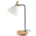 Peyton Desk Lamp - Black / Natural Wood / White
