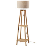 Kirby Shelf Floor Lamp - Natural Wood / Cream