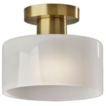 Rhodes Ceiling Flush Mount - Antique Brass / Glossy White