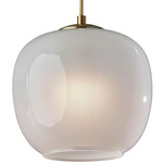 Magnolia Pendant - Antique Brass / Glossy White