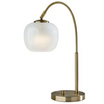 Magnolia Arc Table Lamp - Antique Brass / Glossy White