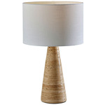 Travis Table Lamp - Travertine / White Linen