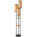 Trio Shelf Floor Lamp - Black / Natural Wood