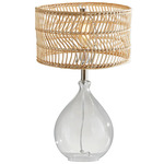 Cuba Teardrop Table Lamp - Brushed Steel / Rattan Brown