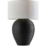 Drew Table Lamp - Black / White Linen