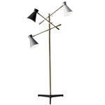 Lyle 3-Arm Floor Lamp - Antique Brass / Black / Gray / White