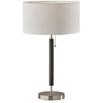 Hamilton Table Lamp - Brushed Steel / Black Wood / White Linen