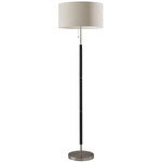 Hamilton Floor Lamp - Brushed Steel / Black Wood / White Linen