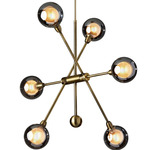Starling Chandelier - Antique Brass / Smoked Glass
