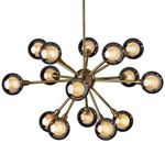 Starling Chandelier - Antique Brass / Smoked Glass