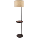 Oliver Floor Lamp - Black / Walnut / Natural Linen