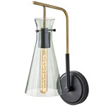 Walker Wall Sconce - Black / Antique Brass / Smoked Glass