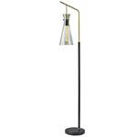 Walker Floor Lamp - Black / Antique Brass / Smoked Glass