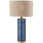 Delilah Table Lamp - Antique Brass / Blue / Natural Linen