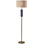 Delilah Floor Lamp - Antique Brass / Blue / Natural Linen