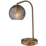 Camden Arc Desk Lamp - Antique Brass / Smoked Glass